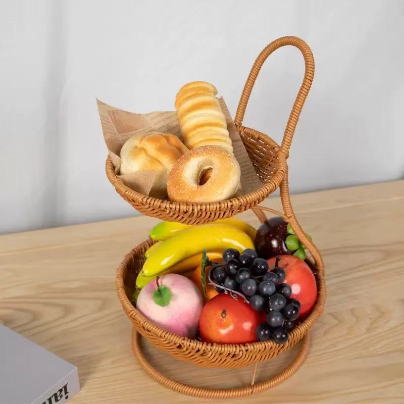 Two-Tiered Woven Serving Basket Bowlift