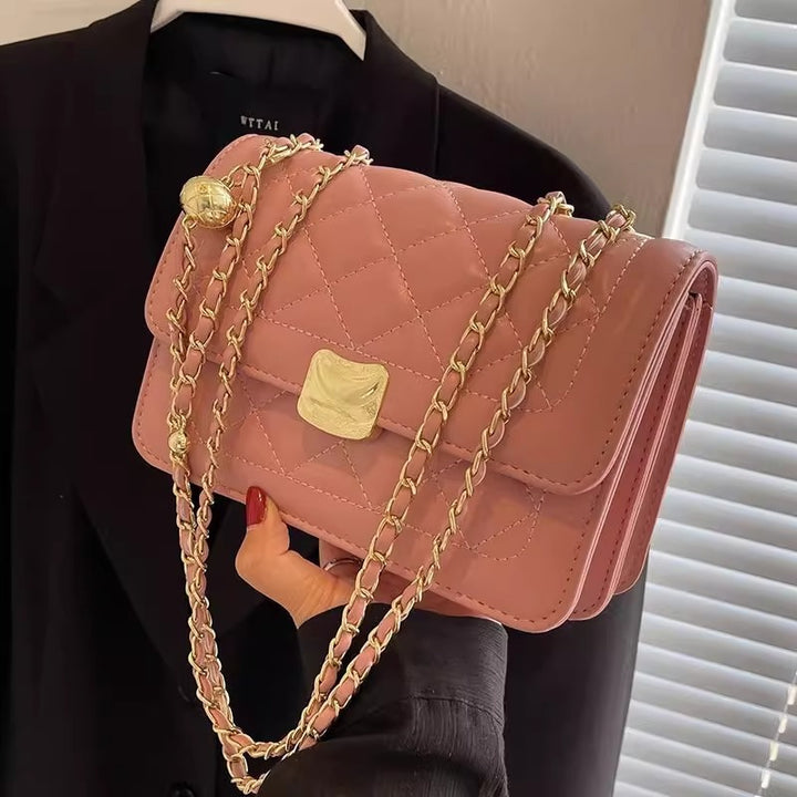 Quilted Chain-Detail Crossbody Handbag Bowlift