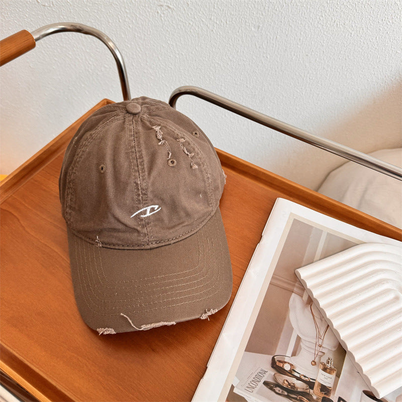 Men's Distressed Cotton Baseball Cap Bowlift