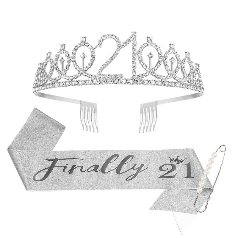 Ladies Sparkling Tiara with personalized 80th Birthday Inscription Bowlift