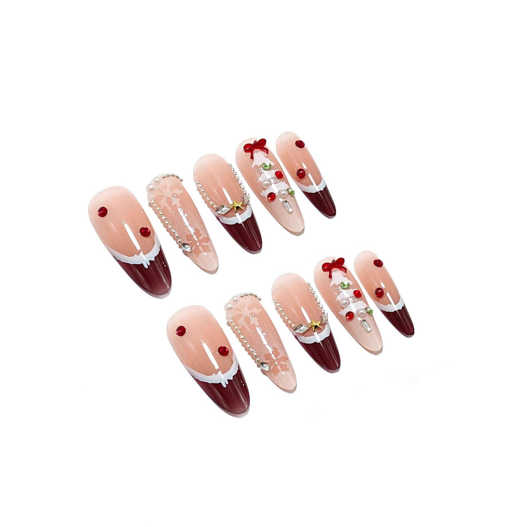 Artificial Christmas art nails with festive design Bowlift