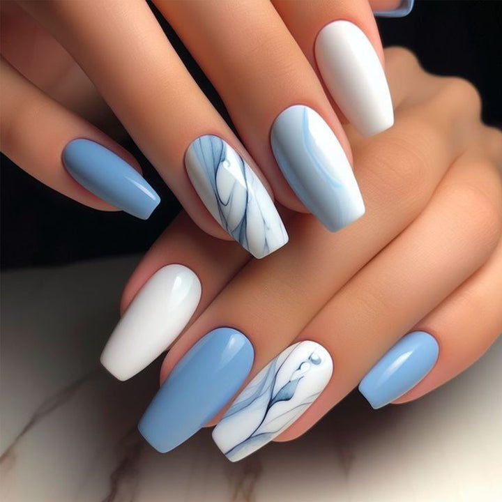 Artistic Marble Design Press-On Nails Bowlift