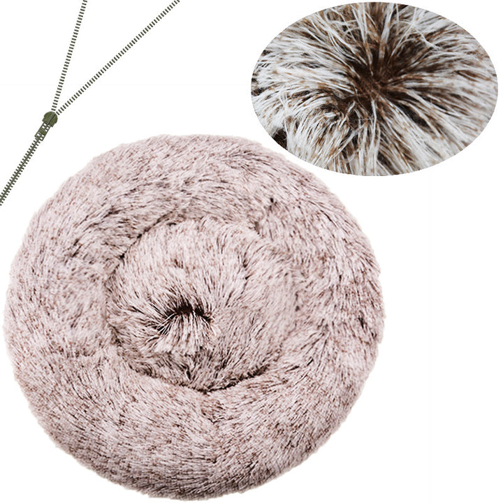 Cozy Round Plush Dog Bed