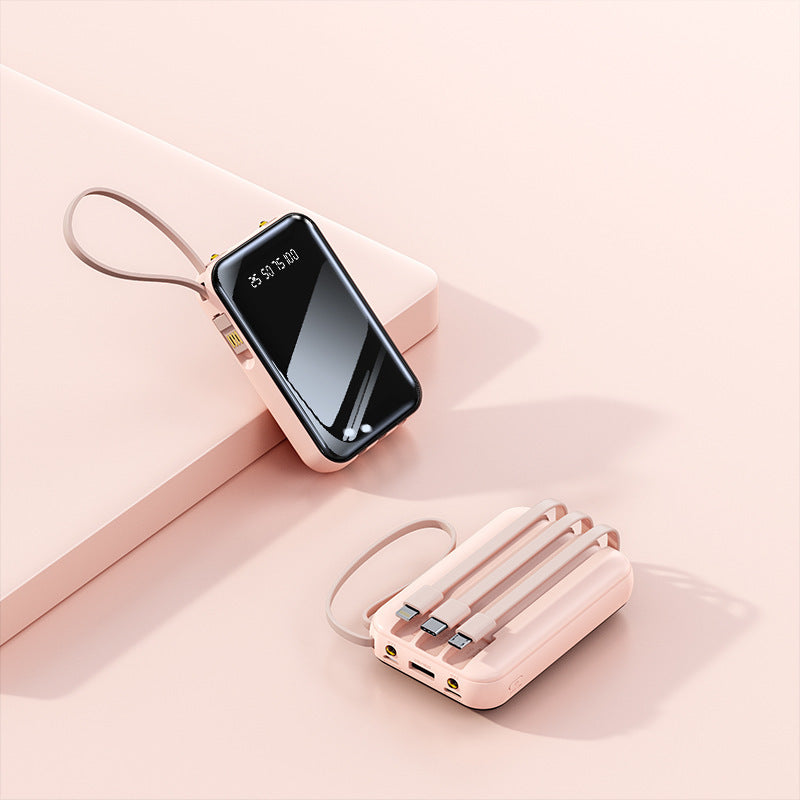 Portable power bank with integrated cable management and digital charge level display Bowlift