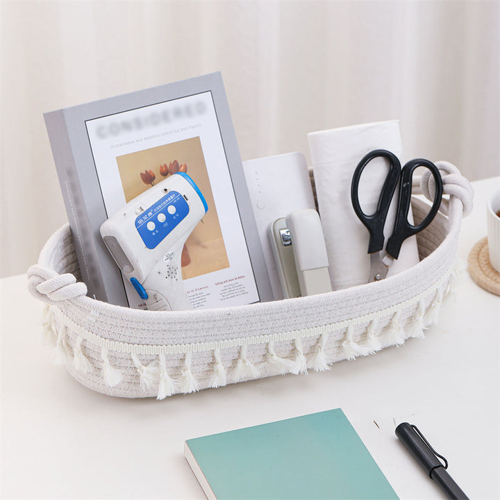 Women Decorative Storage Basket with Fringe Decoration Bowlift