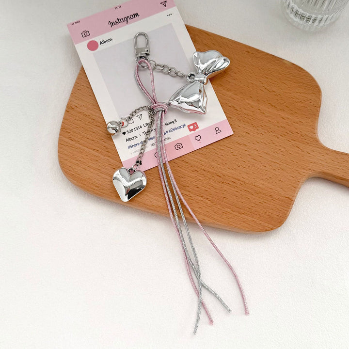 Elegant Bow and Heart Charm Keychain Bowlift