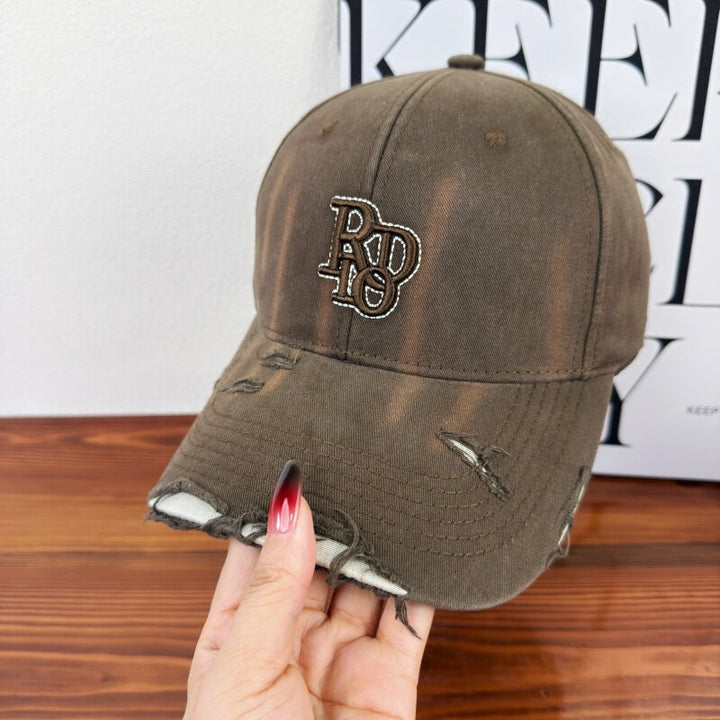 Women's Distressed Classic Cotton Baseball Cap Bowlift