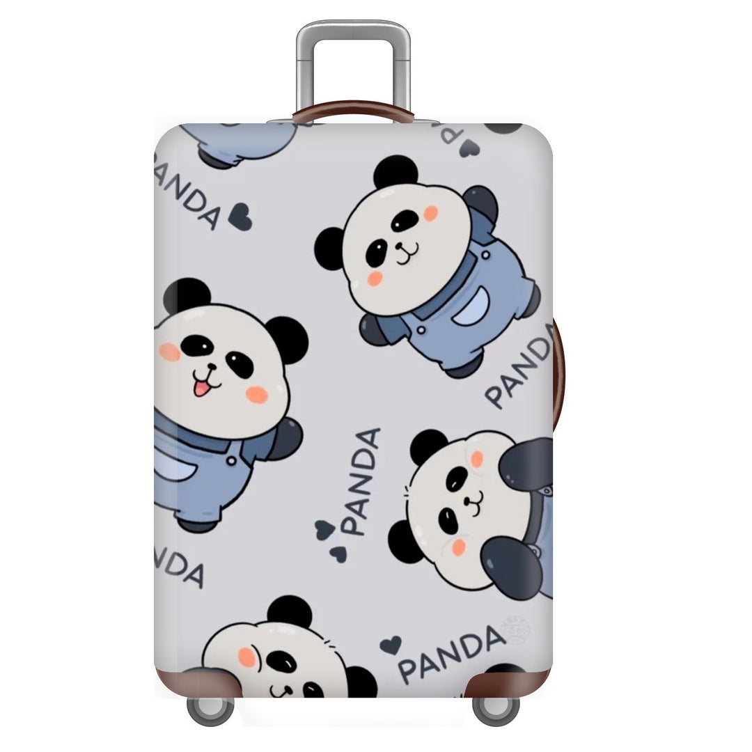 Unisex non-elastic suitcase cover for hard shell trolley with cute panda design, stretch protective cover with handle and wheel openings Bowlift