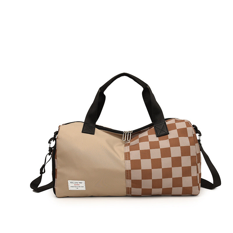 Checkered Pattern Durable Travel Duffel
