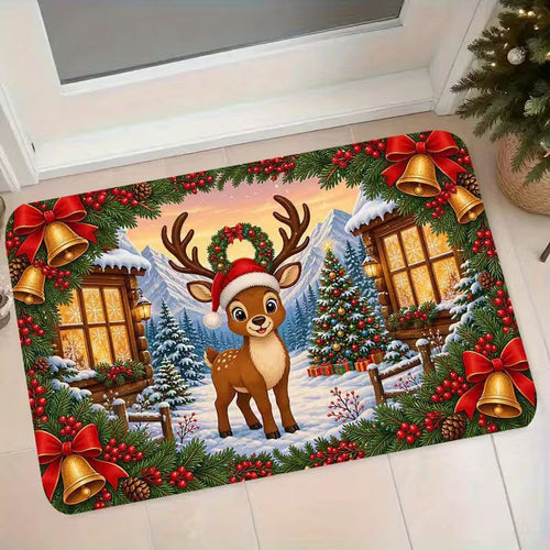 Festive Reindeer-Themed Welcome Mat Bowlift