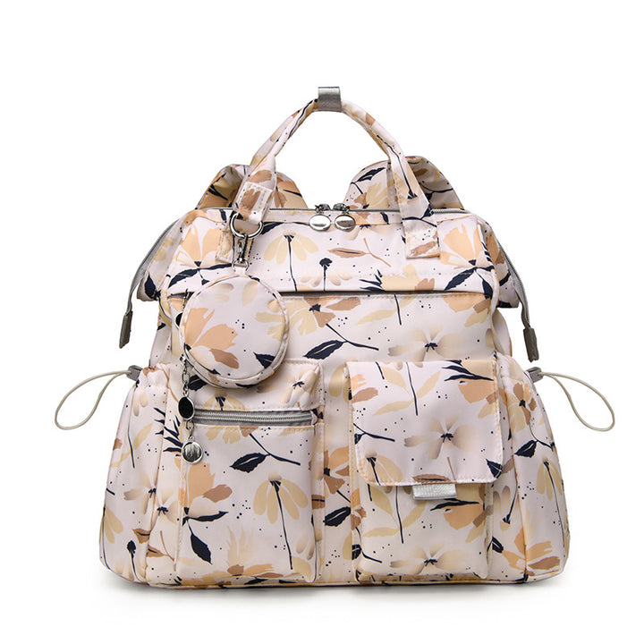Floral Print Multi-Pocket Diaper Backpack Bowlift