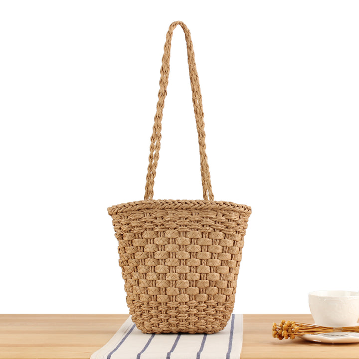 Braided natural material tote bag Bowlift