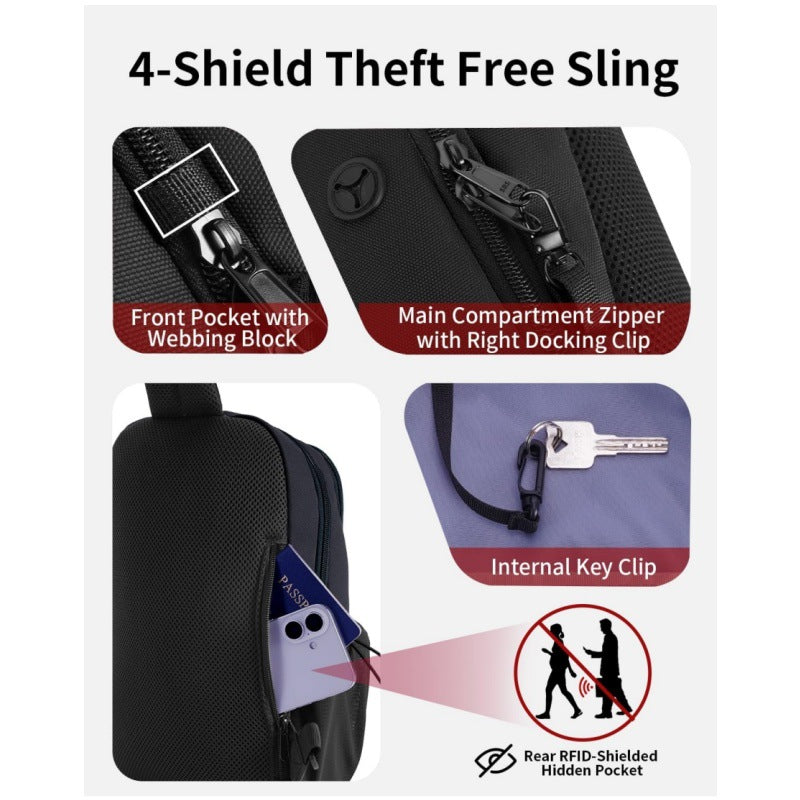 Ergonomic Sling Backpack with Organizer Bowlift
