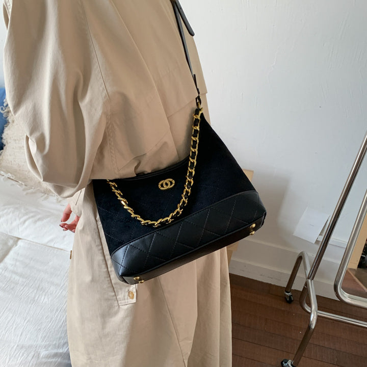 Quilted Suede Shoulder Bag Bowlift