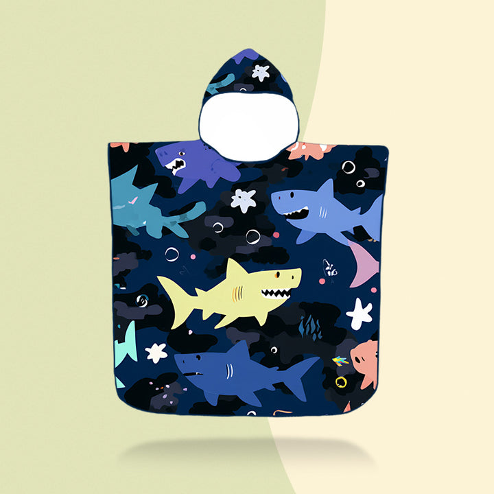 colorful hooded poncho with robot motif Bowlift