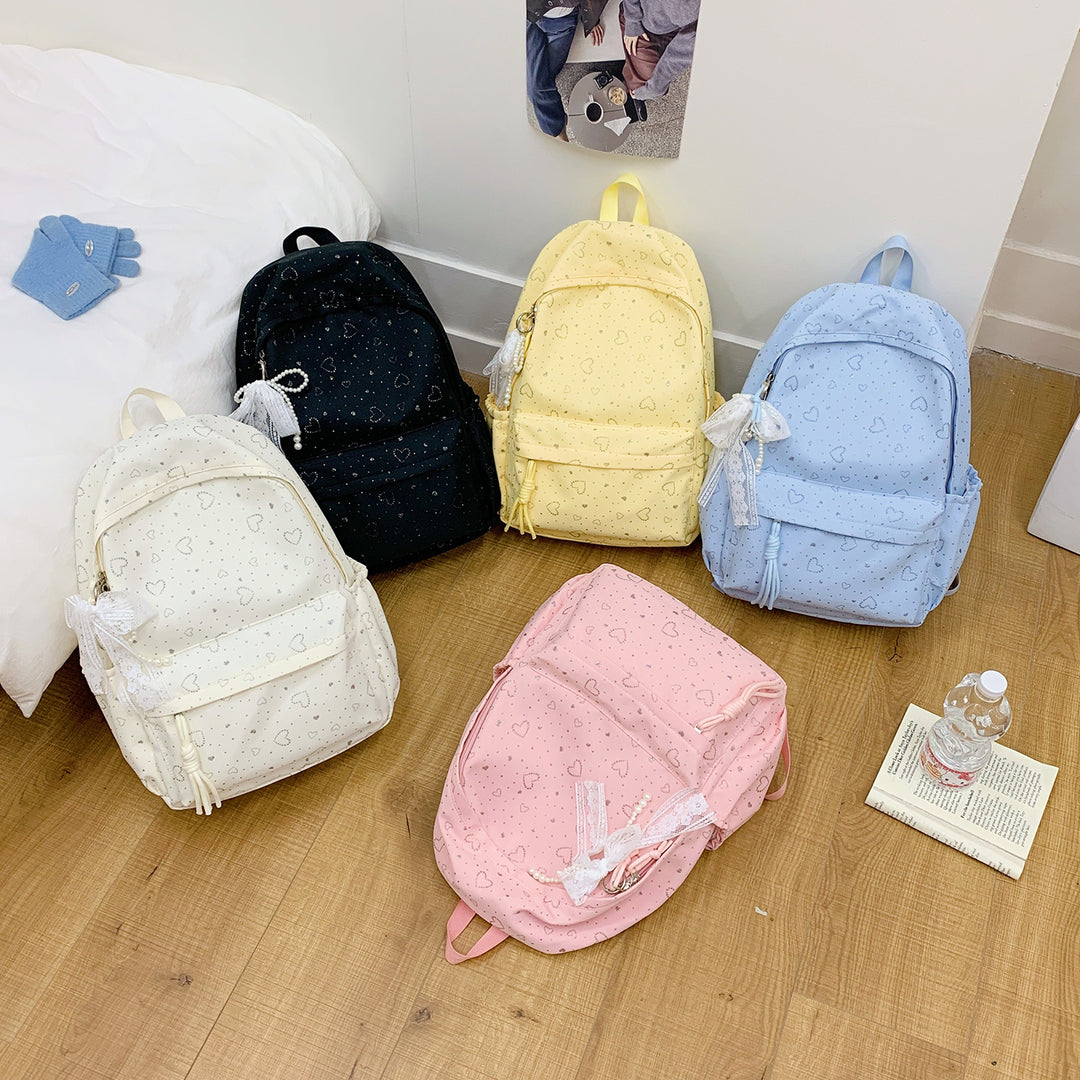 Heart-Patterned School Backpack Bowlift