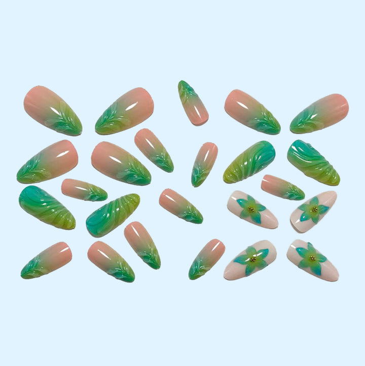 Artificial nails with playful floral design Bowlift