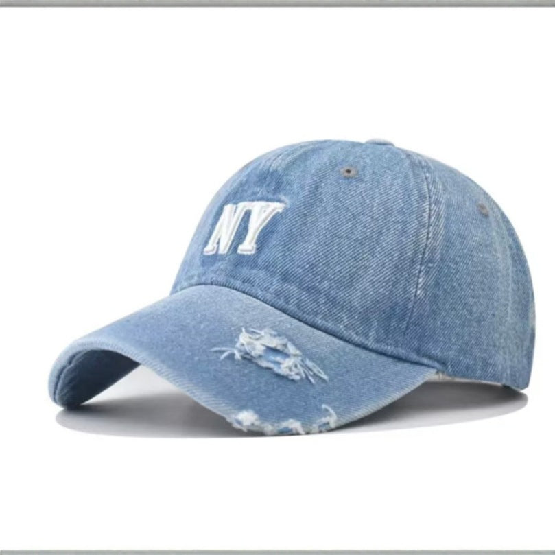 Women's Distressed Denim Baseball Cap Bowlift 1784188163