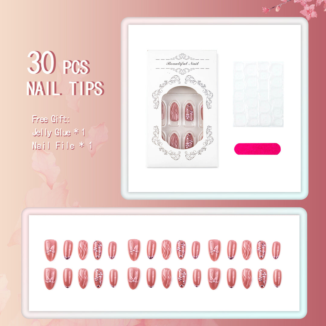 Nail art set with elegant bows and pearl accents Bowlift