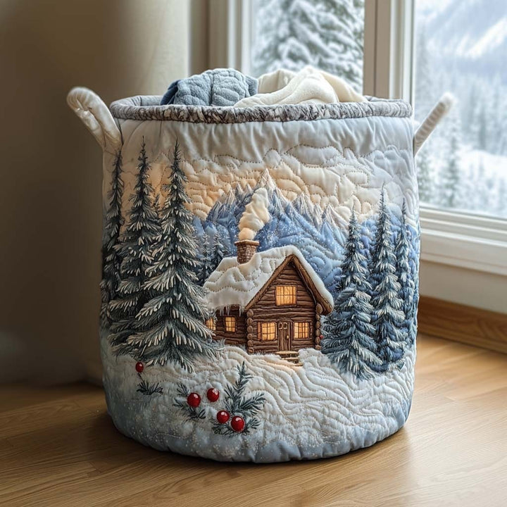 Quilted Decorative Laundry Storage Basket With Rope Handles Collapsible Fabric Organizer