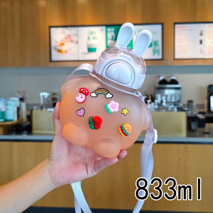 Women's creative drinking bottle with animal ears and colorful stickers Bowlift