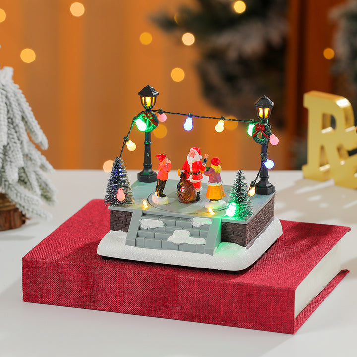 LED Illuminated Christmas Scene Figurine Bowlift