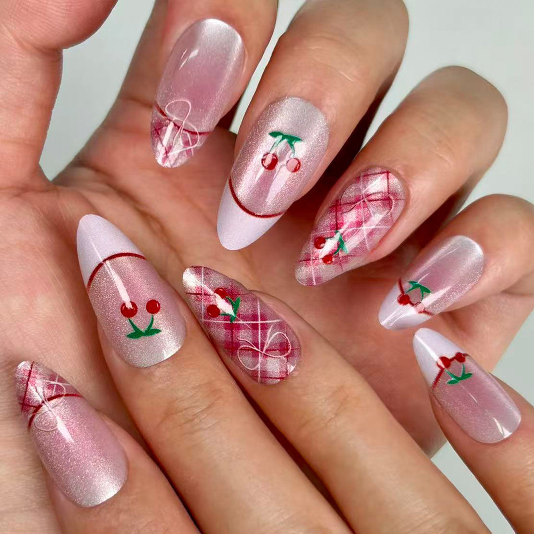Cherry Blossom Inspired Press-On Nail Set Bowlift