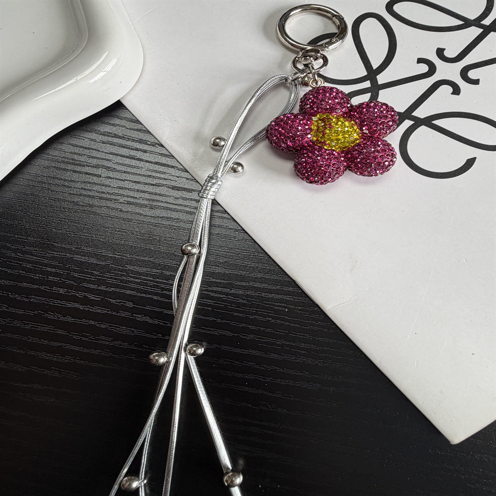 Rhinestone Flower Charm Keychain Bowlift