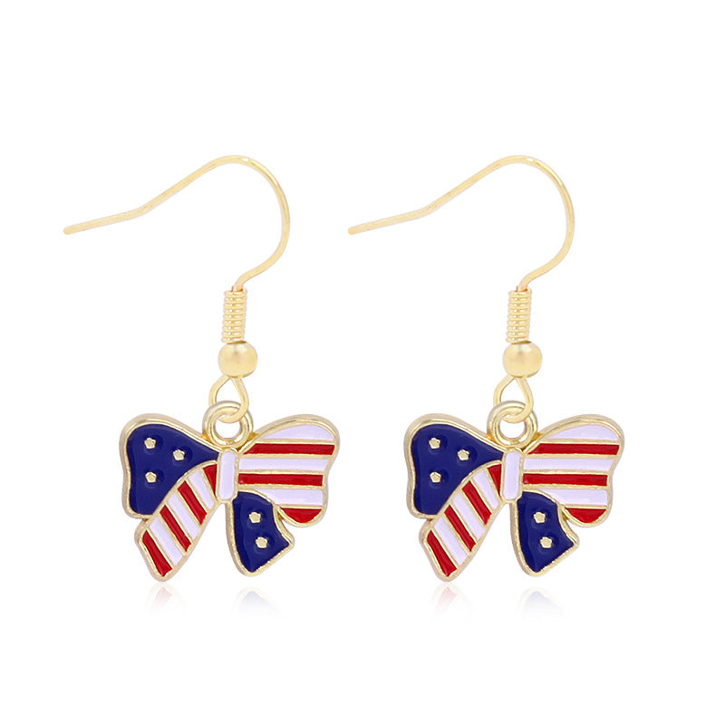 Women's lightweight star earrings with enamel flag design and fishhook Bowlift