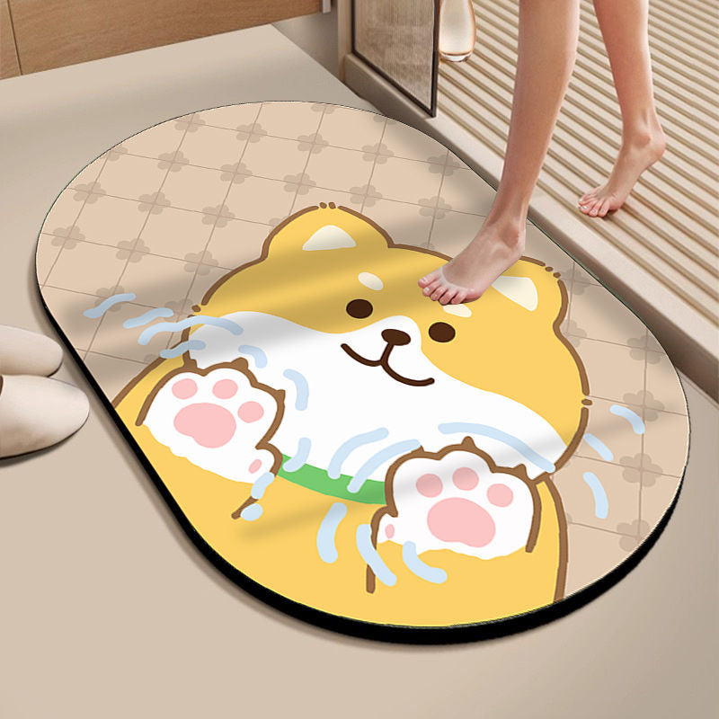 Cartoon Dog-Themed Bath Mat Bowlift