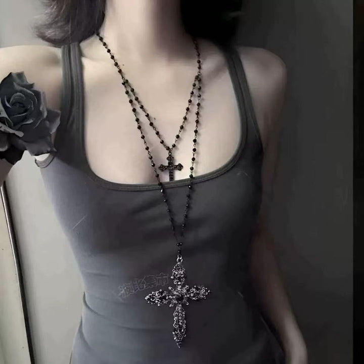 Dual-Layered Cross Pendant Necklace Bowlift
