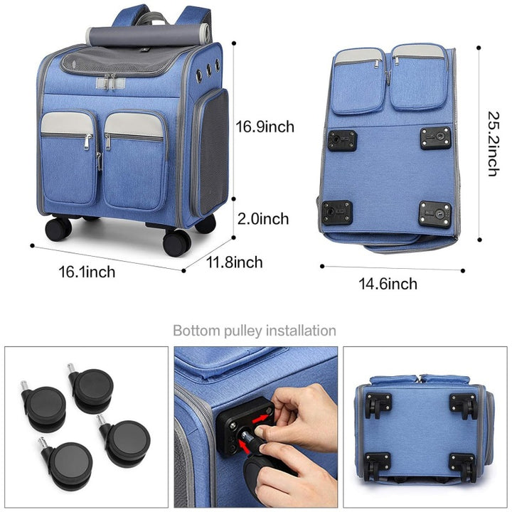 Multifunctional Rolling Travel Bag with Compartments Bowlift