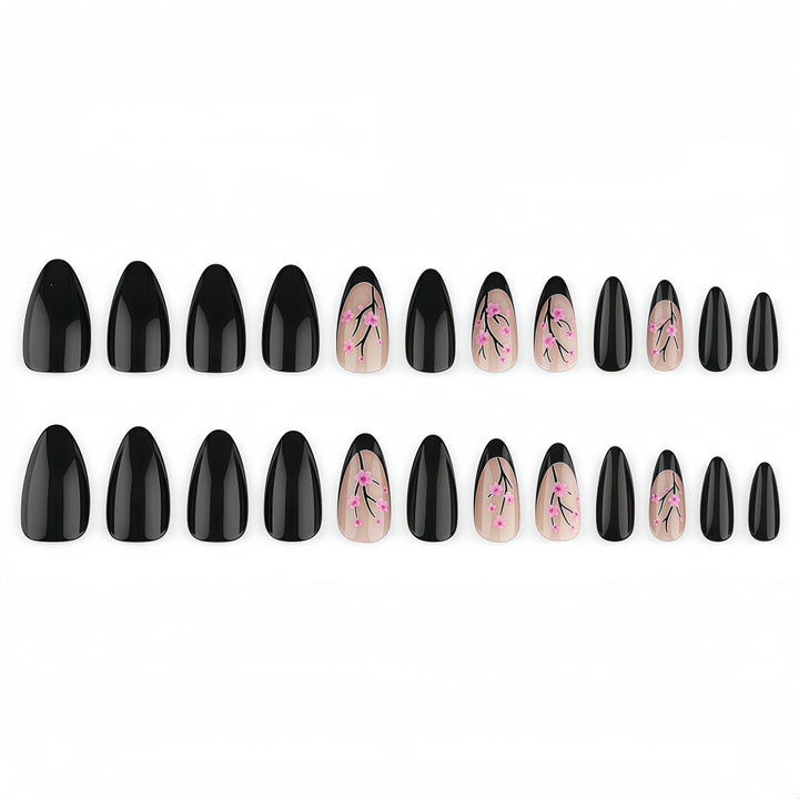 Trendy Artificial Nails with Floral Accents Bowlift
