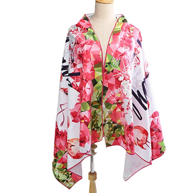 Women's beach towel with colorful flamingo pattern Bowlift