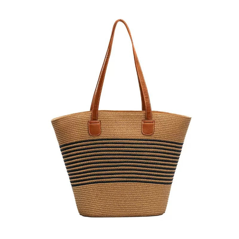 Straw shopping bag with structured accents Bowlift