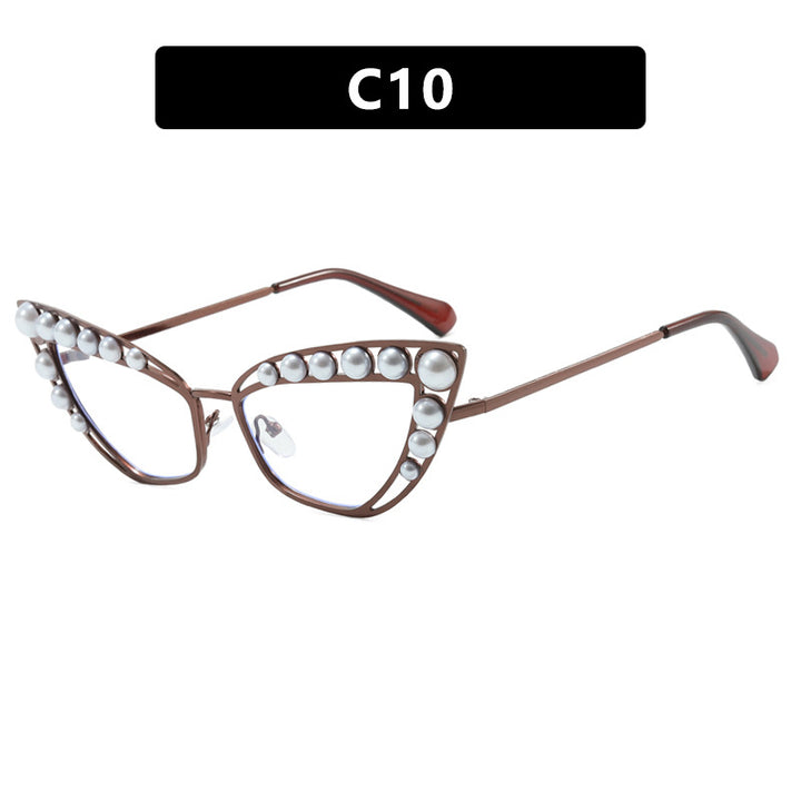 Ladies Cat-Eye Sunglasses with Exclusive Pearl Tip Frame Bowlift