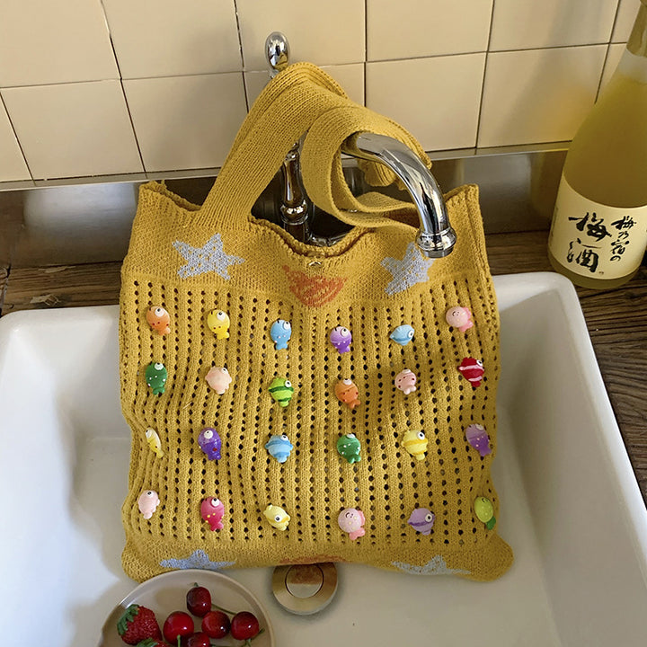 Colorful Decorative Crochet Tote Bag Bowlift