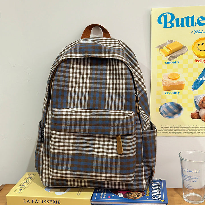 Plaid Patterned Backpack Bowlift