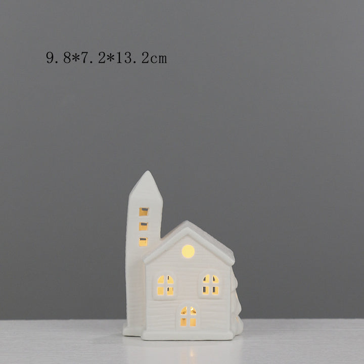 Ceramic House-Shaped Decorative Lantern Bowlift