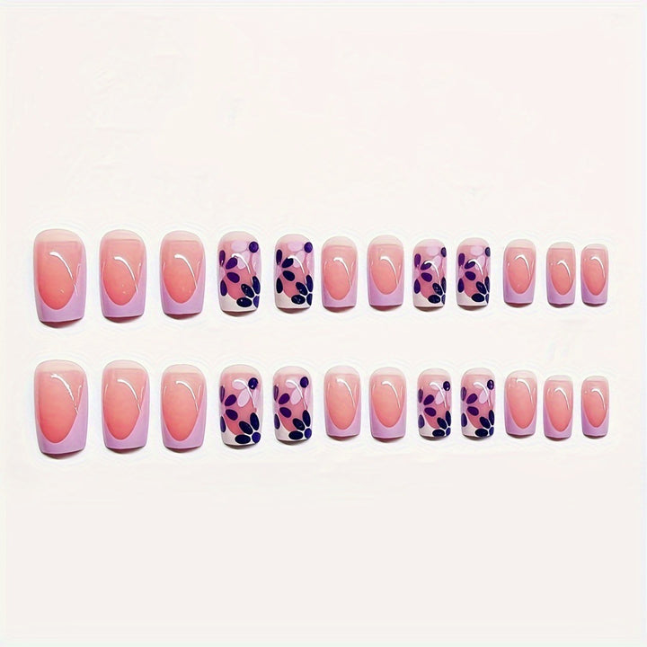 Decorative Press-On Nail Art Set with Floral Design Bowlift