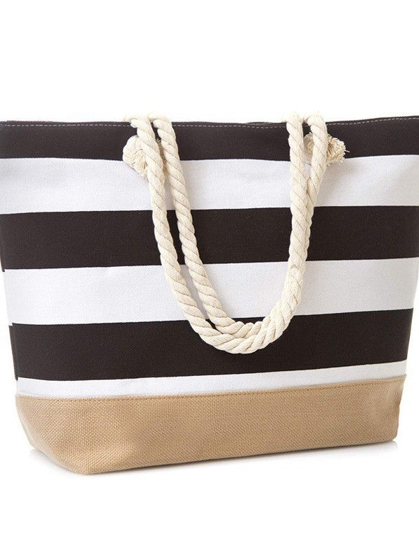 Beach bag with maritime stripes and sturdy rope handles Bowlift