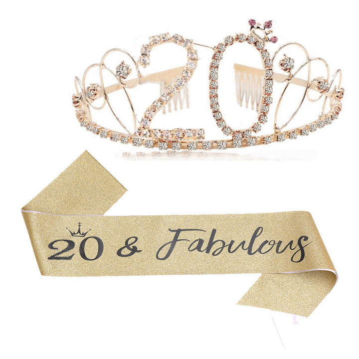 Ladies Glittering Tiara with Festive "50 & Fabulous" Design Bowlift