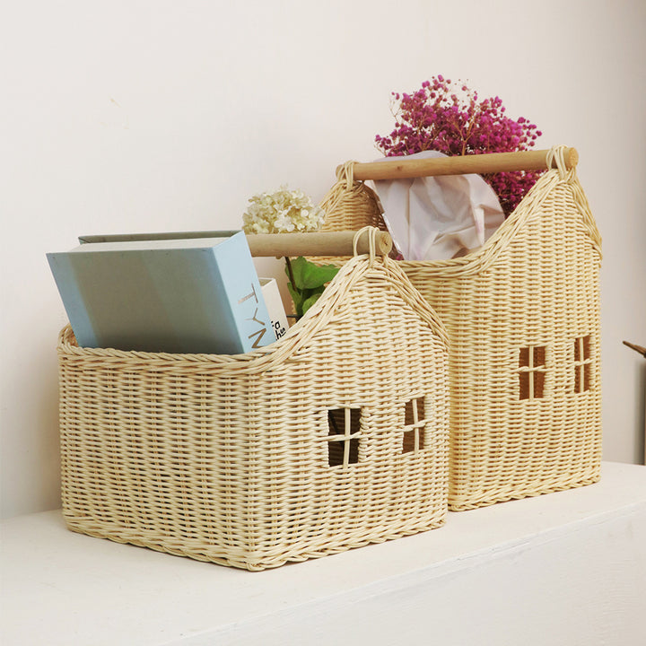 Woven House-Shaped Storage Basket Bowlift