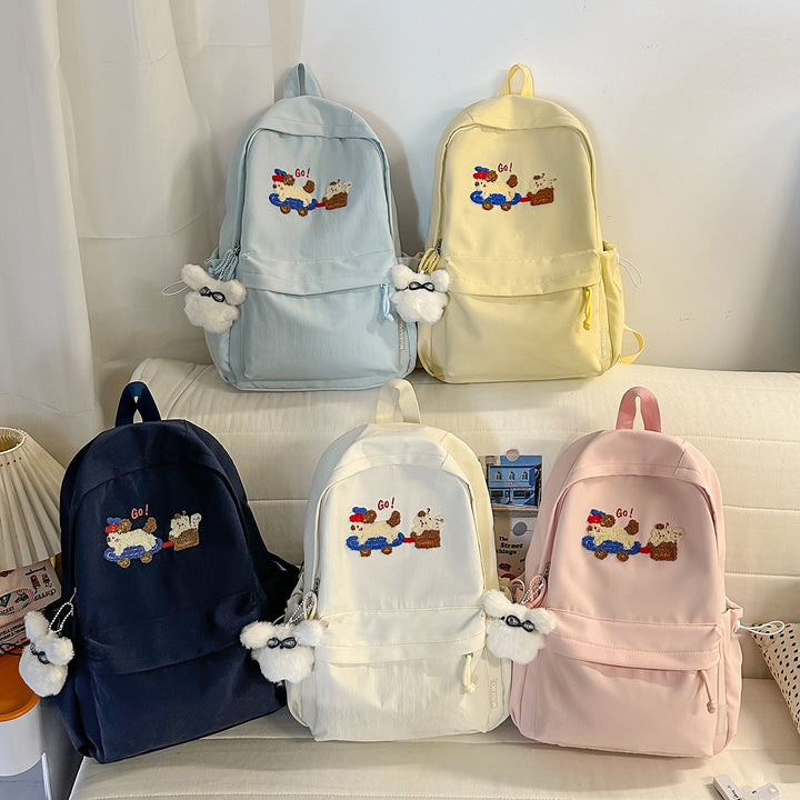 Playful Embroidered Backpack Bowlift
