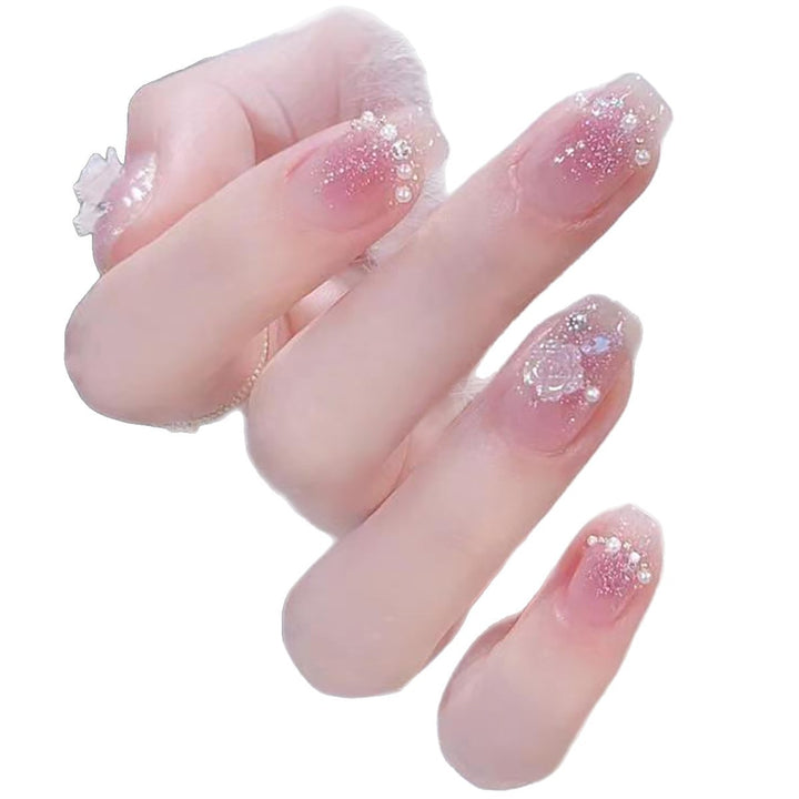Glittery Crystal-Embellished Press-On Nail Tips Bowlift