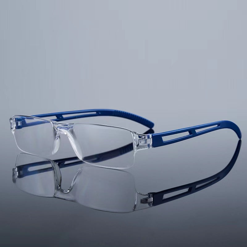 Slim Semi-Rimless Lightweight Reading Glasses with Flexible Cutout Temples Bowlift