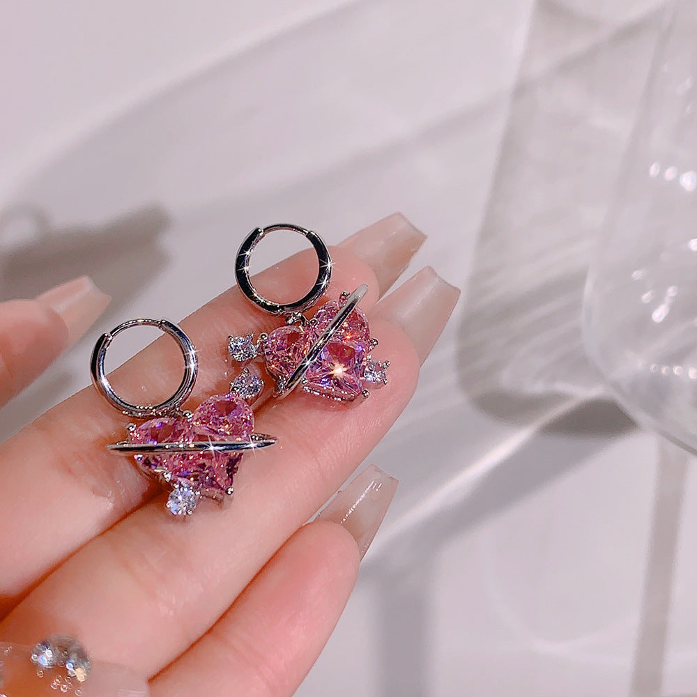 Sparkling heart earrings with zirconia stones Bowlift
