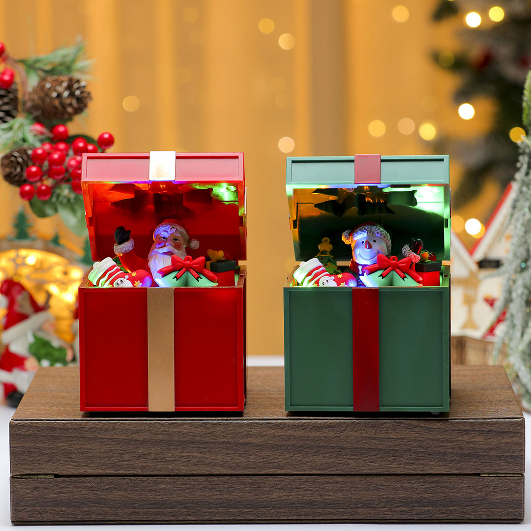 LED Light-Up Santa Gift Box Decoration Bowlift