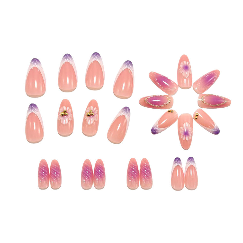 Artificial nails with intricate flower and glitter design Bowlift