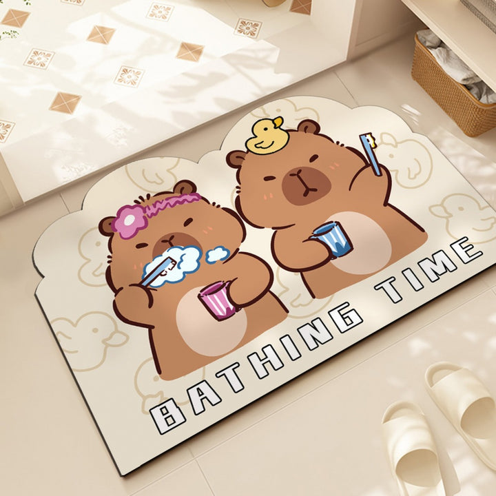 Cartoon Bear-Themed Bath Mat